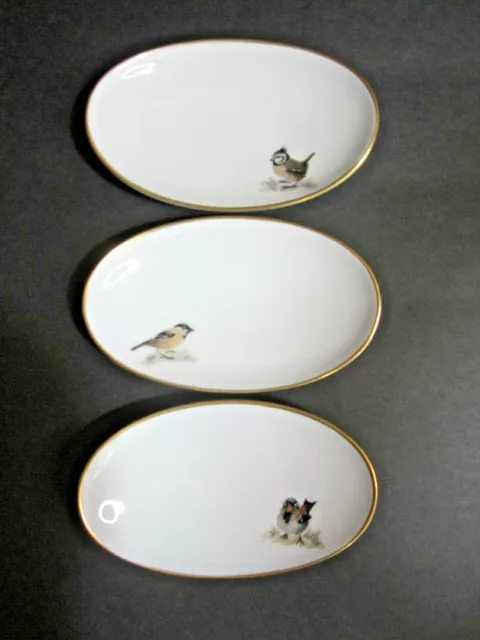 3 Rosenthal  4-1/2" x 2-3/4" Gilt Edged Oval Trinket Dish Pin Tray Vintage