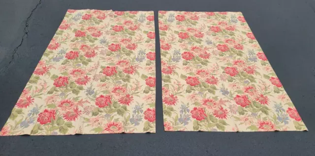 2 Pottery Barn Lined 3 in 1 Curtain Panels Marla 50"x84" Floral Cottage Rose