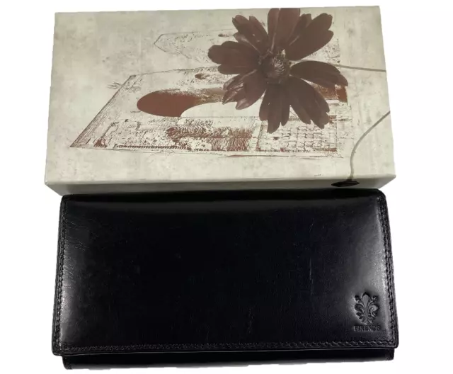 GUANG TONG, Womens Black Firenze Leather Purse Wallet Clutch