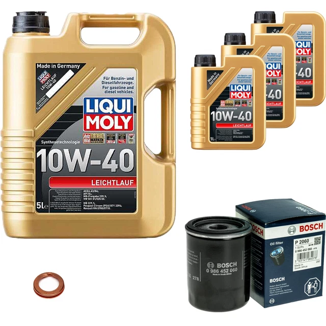 Filtro olio Bosch 8L Liqui Moly Funzionamento Leggero 10W-40 per Nissan Note 1.4 Micra III