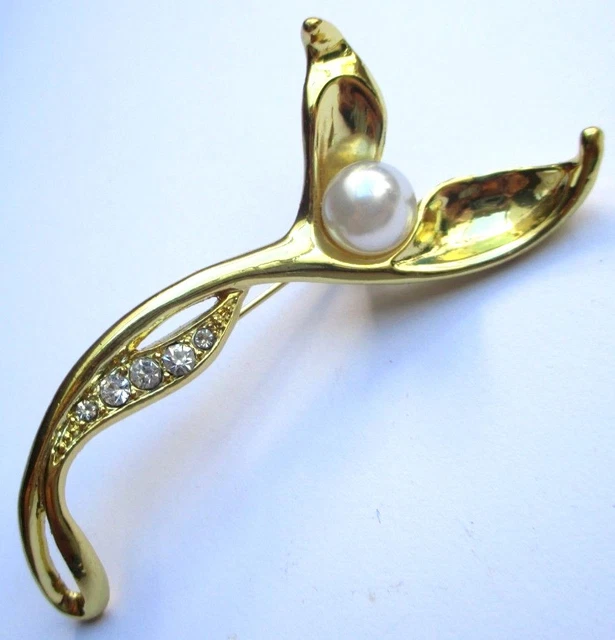 Broche Ancienne Barrette Ajourée Avec Perle Blanche - Occasion, Bon état, Décoration Vintage