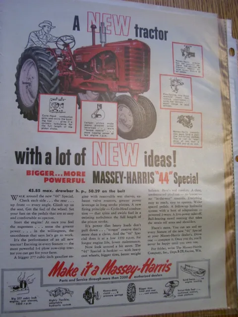 Vintage Massey Harris Advertising  -Mh  44 Special  Tractor