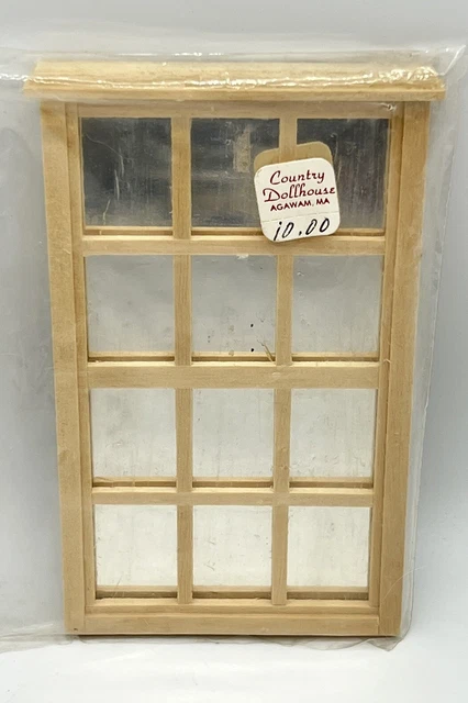 Dollhouse Miniature 12 Pane Wooden Window Unfinished Mirror Back 5" x 3.75"
