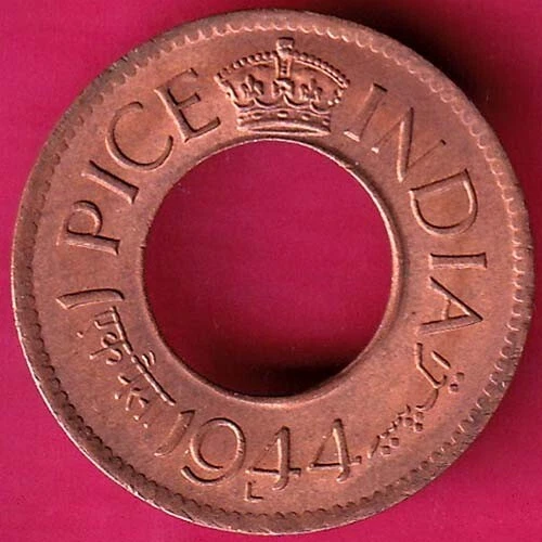 UNC BRITISH INDIA king george vi 1944 LAHORE MINT one pice copper coin ...