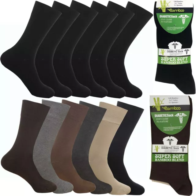 Mens Womens Extra Wide Diabetic Bamboo Socks Super Soft Loose Top Sock 3 6 Pairs