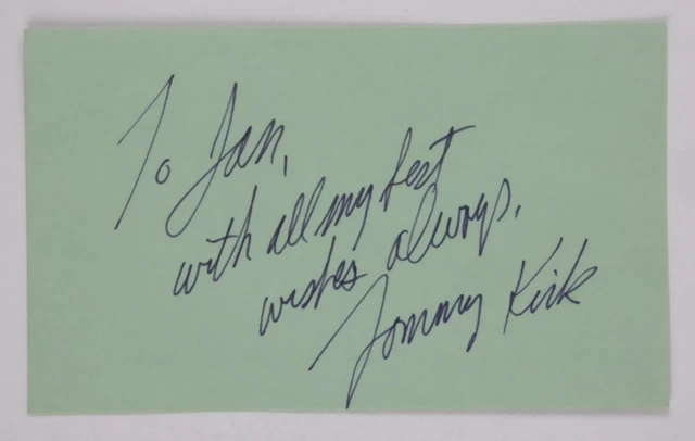 Tommy Kirk Signed Autographed 3x5 Index Card Actor Old Yeller Swiss Family ToJan