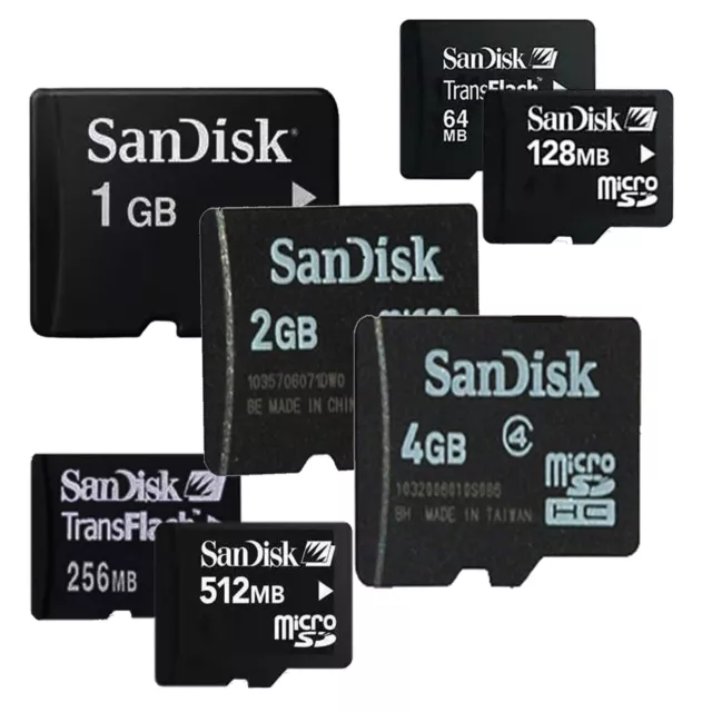 128MB 256MB 1GB 2GB 4GB 8GB 16GB 32GB SanDisk  Micro SD SDHC Memory Card Class 4