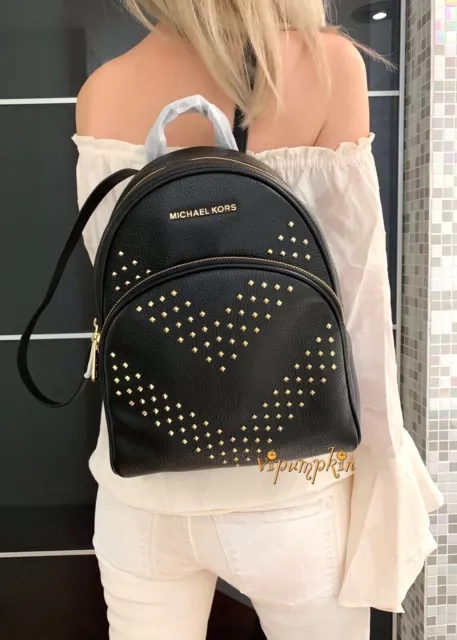 MICHAEL KORS ABBEY Medium Studded Backpack Leather Black EUR 149