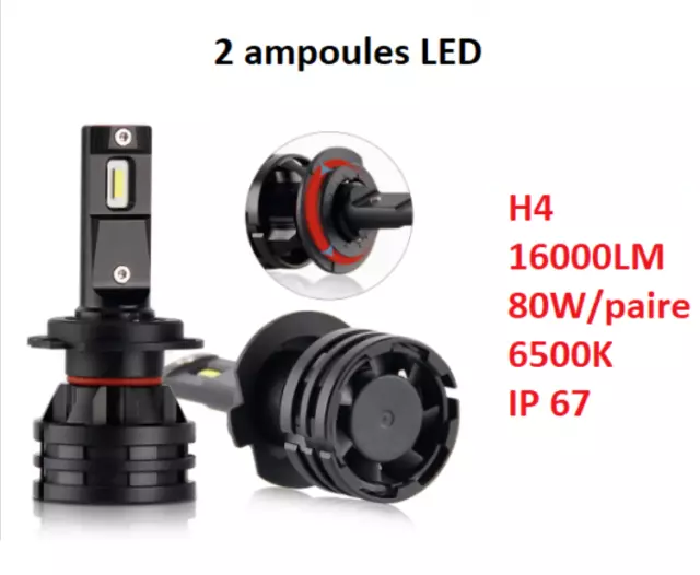 Ampoule H7 LED Voiture 16000LM 6500K Blanche Puissante 60W 500