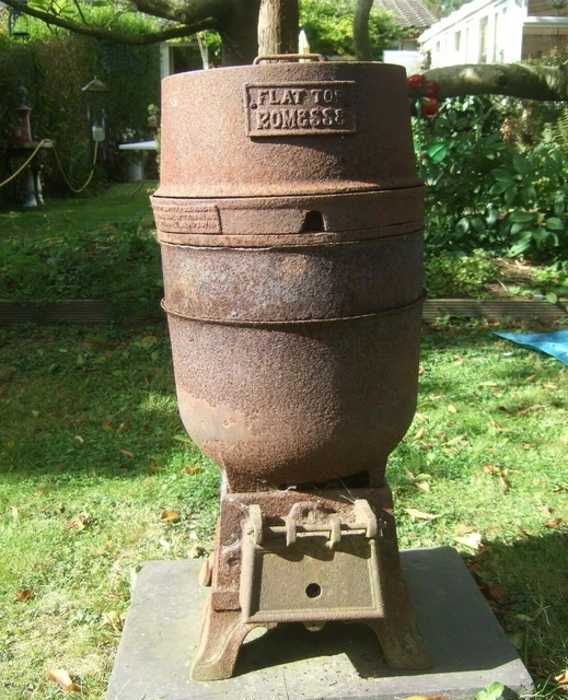 NICE FLAT TOP Romesse Pot Belly/Barrel Cast Iron Stove 35 Tall 16 1/2  Diameter £199.00 - PicClick UK
