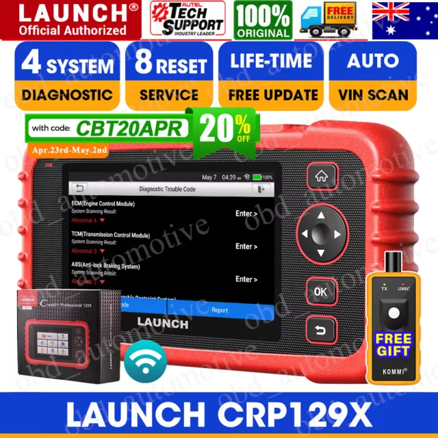 Launch CRP129X Scanner Airbag ABS Diagnostic Scan Tool OBD2 Fault Code Reader