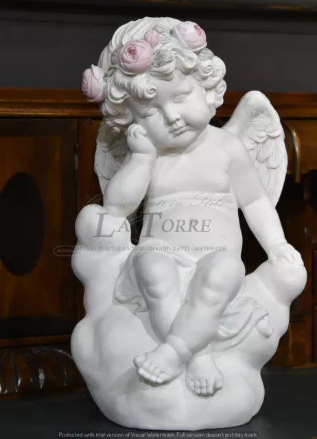 Estatua Ángel Antigua Barroco Blanco Querubín Ornamento Decoración Casa R25