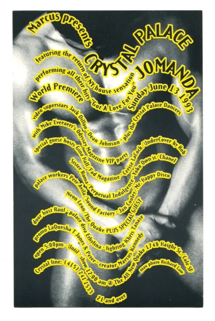 Jomanda Crystal Palace 90s San Francisco Rave Flyer 1993 Underground Dance Party