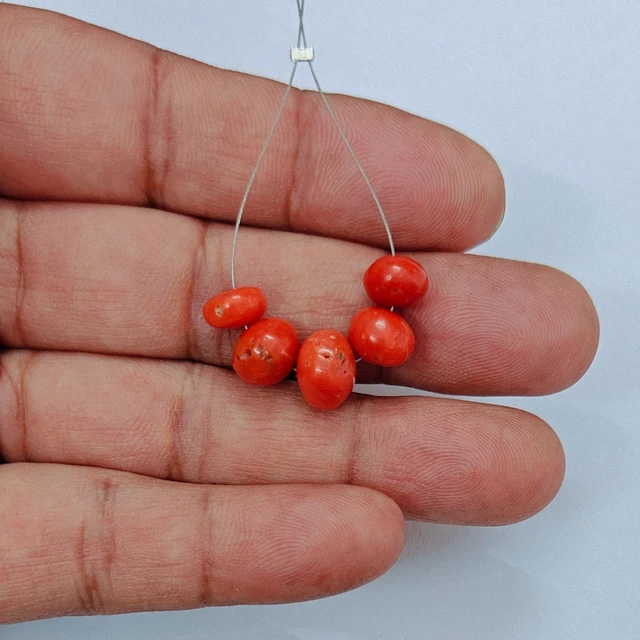 Lot De 100 Perles De Corail Rouge Italien Polies - Naturel, Pour Création Bijoux, Vrac, Neuf