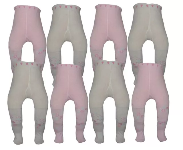 Baby 8er-Pack weiche Strumpfhosen aus cremefarbener und rosa Baumwolle