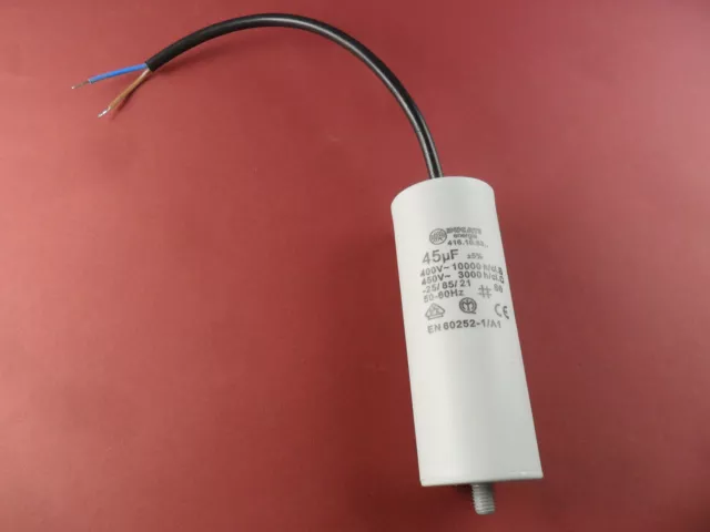 Kondensator Motorkondensator Anlaufkondensator 45µF 45uF 45 µF uF mit Kabel