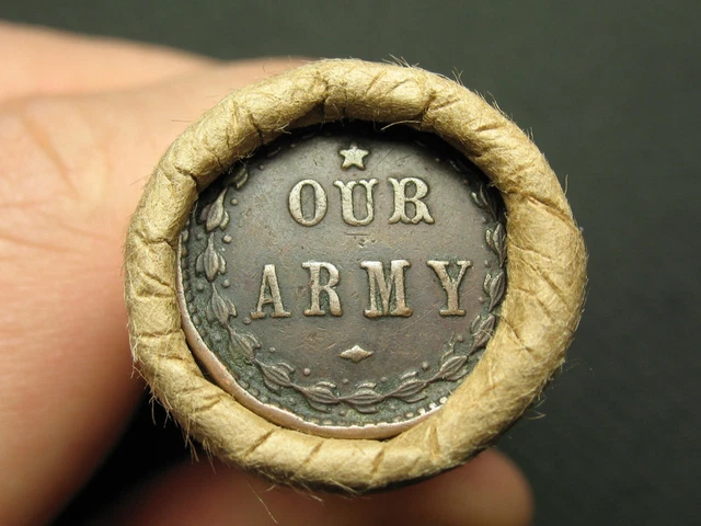 ESTATE SALE ROLL! 50 INDIAN HEAD CENT PENNY COINS ~CIVIL WAR TOKEN SHOWING #54b