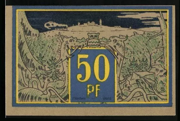 Notgeld Nordhausen-Wernigerode 1921, 50 Pfennig, Froschkönig und Hexen