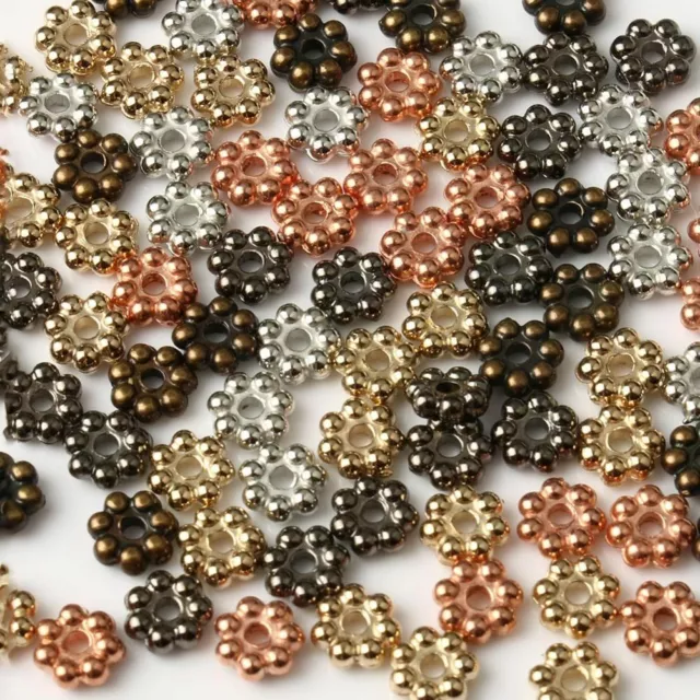 200pcs/lot Wheel Flower Spacer Beads Metal Charm Loose Beads DIY Jewelry Making