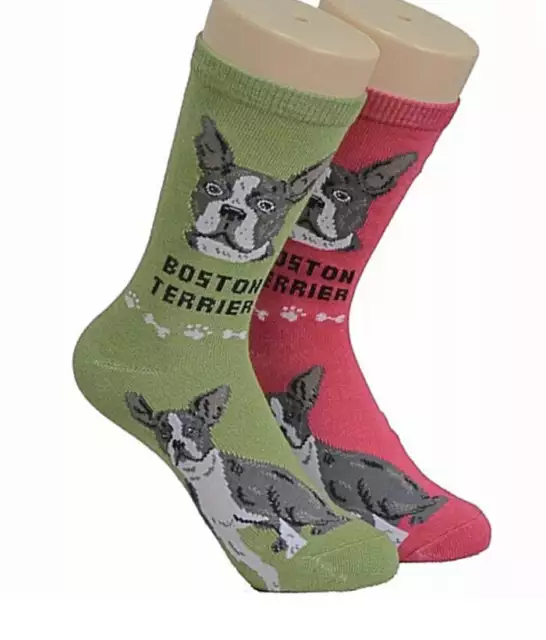 Boston Terrier Dog Socks Novelty Dress Casual SOX Puppy Pet Foozys 2 Pair 9-11