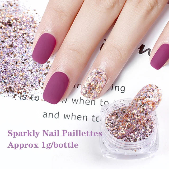 6 pz paillettes per unghie lucide colorate lucide polvere glitter per unghie colore quattro stagioni