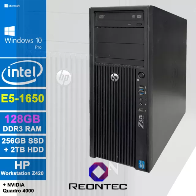 HP Z420 Workstation Intel Xeon E5-1650 Win10 Pro 256GB SSD Nvidia Quadro 4000