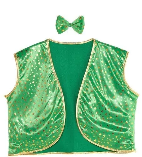 St Patricks Day Party Shamrock Suit - Vest and Bow Tie - Men's Adult Standard