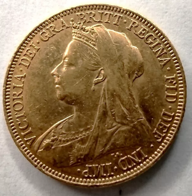 1901 Australian Gold Victoria Sovereign coin, .2354 oz. 