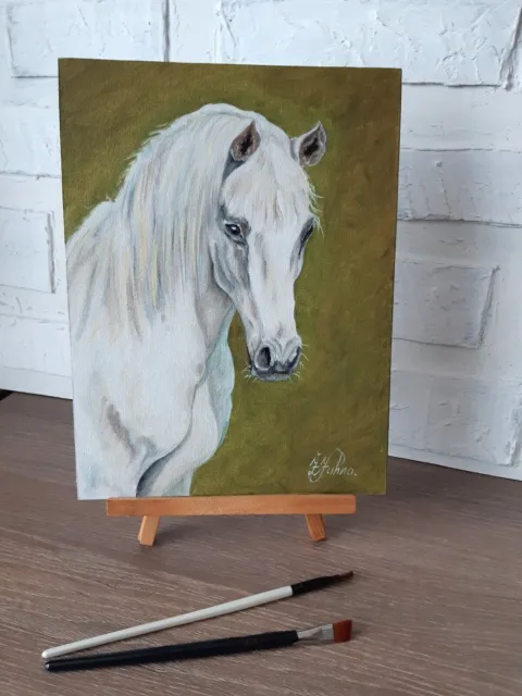 Peinture à l’huile de cheval Ferme Original Art Animal Artwork 12 par 9...