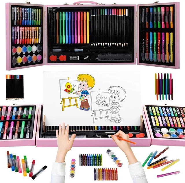 Art Sets for Girls,  127 Pack Wooden Art Supplies Kit Painting Colouring Drawing