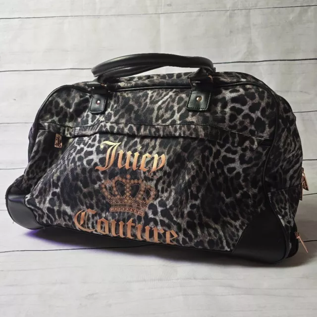 Juicy Couture Crown Grey & Black Leopard Wheeled Carry-On Duffle Bag