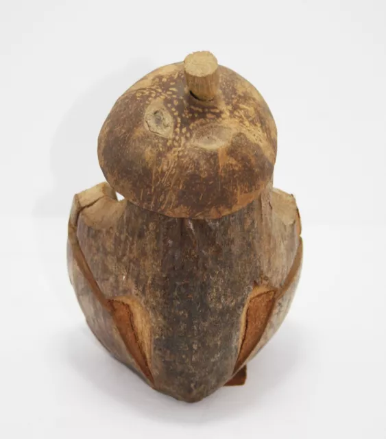 Vintage Coconut Monkey Glasses Removable Hat Hat Pin Hand Carved Tiki Island 3