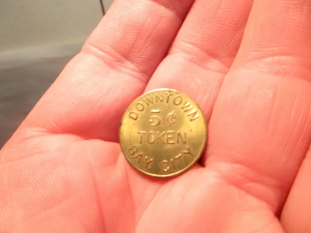vintage Bay City, Michigan Downtown 5¢ Token Coin