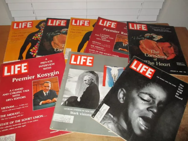Vintage    Lot of 8   LIFE  MAGAZINE   1968   Jan.  -  March     Great Ads !