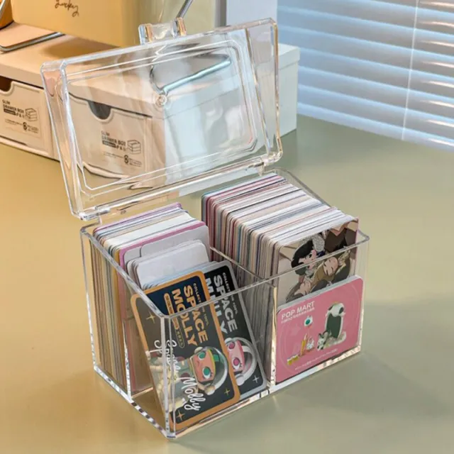 Transparent Acrylic Card Storage Box Holds 400 Postcards 12x10.5cm Disp Fact Glo