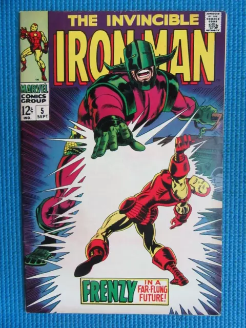 Invincible Iron Man # 5 - (Vf-) -Frenzy In A Far-Flung Future-Krylla-Cerebrus