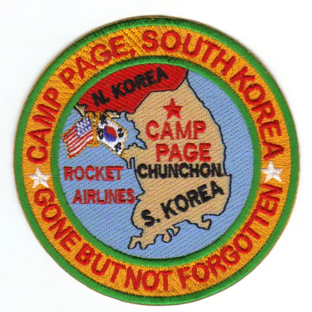 Us Army Post Patch, Camp Page S Korea,Rocket Airlines,Gone But Not Forgotten   Y