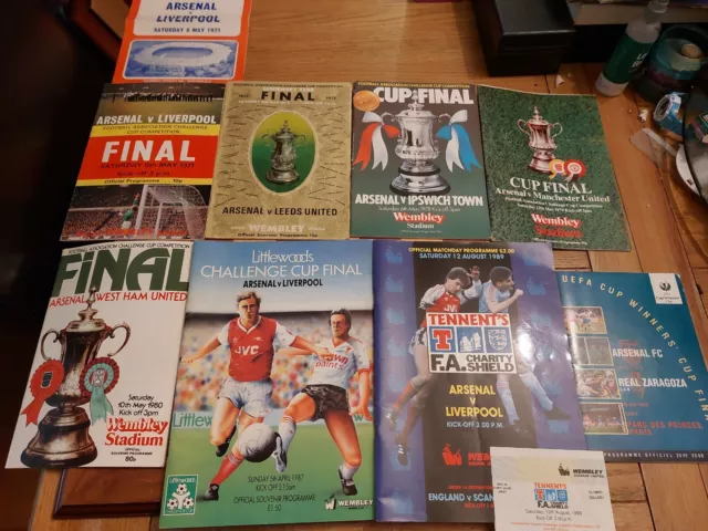 Bundle Job Lot Arsenal FA & League Cup Final Charity Shield Football Programmes