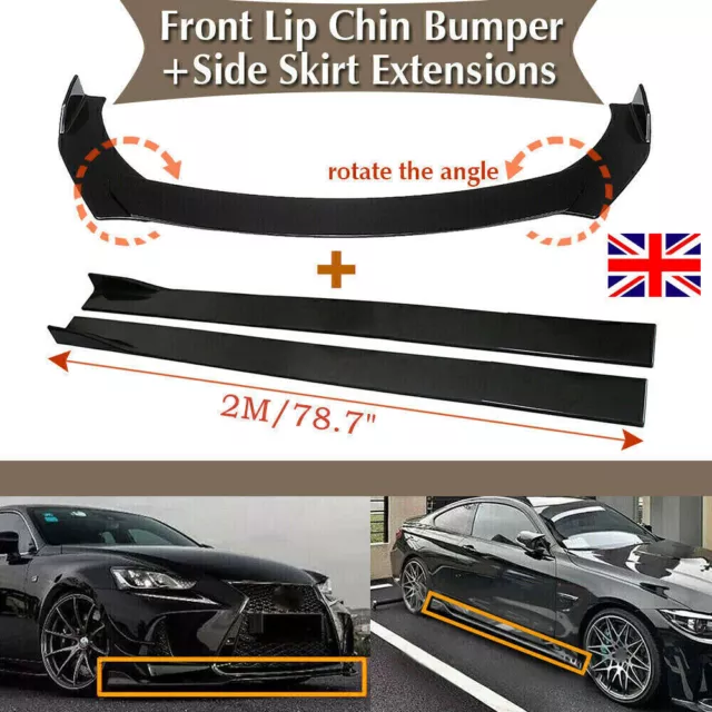 For VW Golf MK4 MK5 MK6 MK7 Front Bumper Lip Splitter Spoiler+78.7'' Side Skirts