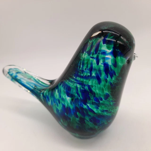 Wedgwood  Speckled  Blue & Green  Glass  Bird Paperweight