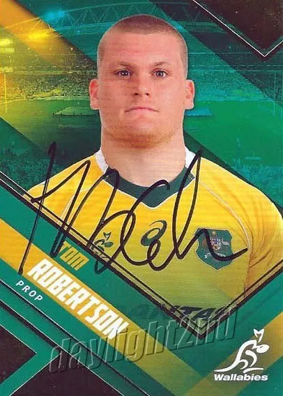 ✺Signed✺ 2017 WALLABIES Rugby Union Card TOM ROBERTSON Gold