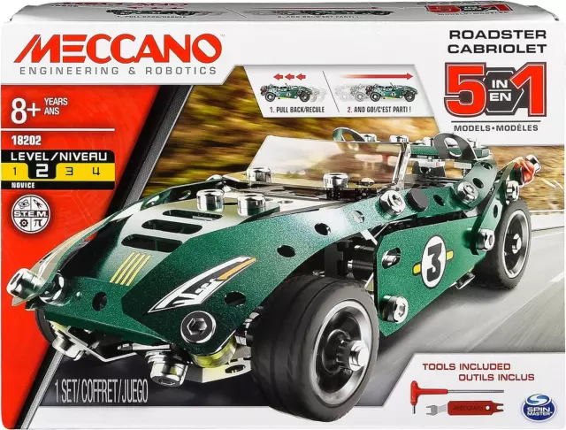 Meccano Rally Racer 1 Model Set With Electric Motor Cabriolet Kit 174 Pieces UK