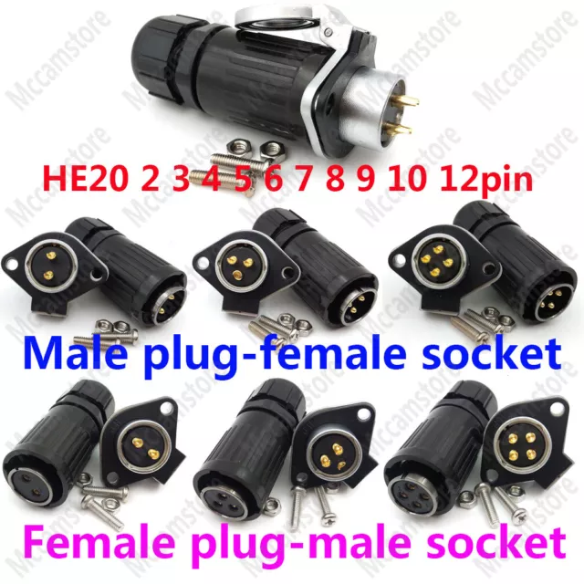 IP67 HE20 2-12Pin LED Cable Waterproof Connector,Industrial Plug Heavy Connector