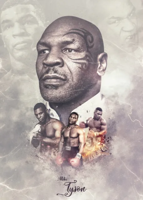 New Mike Tyson Boxing Vector Wall Art Premium Poster OR Canvas Size A4-A1