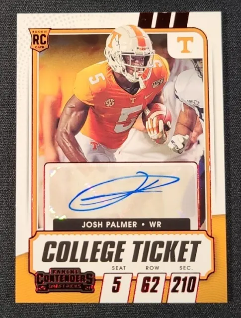 Josh Palmer 2021 Panini Contenders Draft ROOKIE AUTO College Ticket Red RC #245