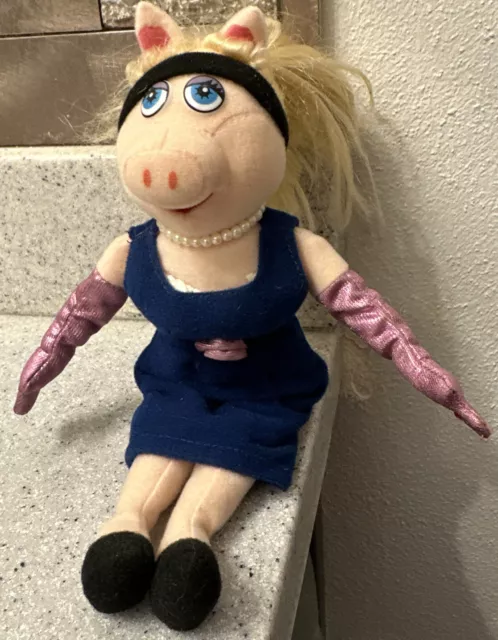 Sababa Toy Jim Henson Muppets 2004 Plush Miss Piggy Purple Dress Pearls Gloves