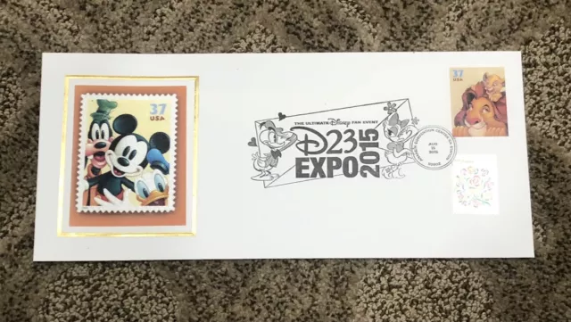 2015 D23 Expo Mickey & Friends Envelope Donald Cancellation Lion King Stamp