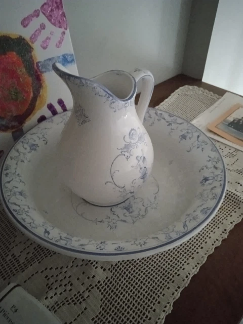Bassine Broc De Toilette Ancien Motif Losanges - Très Bon état
