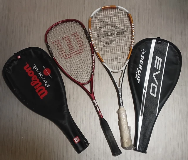 Shlett Rackets 2 X SQUASH Rackets Wilson Pro Staff Halo Series + Dunlop Evo Titanium ...