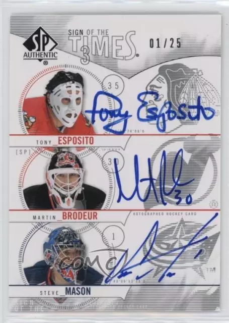 2009 SP Authentic Sign of the Times Triple /25 Martin Brodeur Tony Esposito Auto